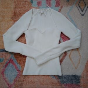 Miss Sixty White Ribbed Long Sleeve Top